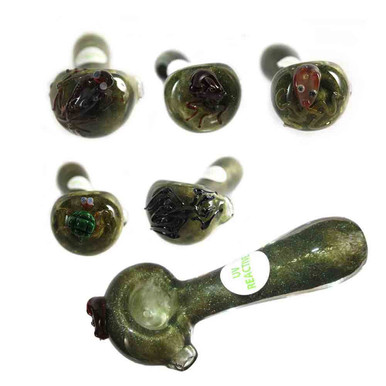Animal Collective - 4.5" Sparkle Frit Spoon w/ UV Reactive Critter by Jellyfish Glass
