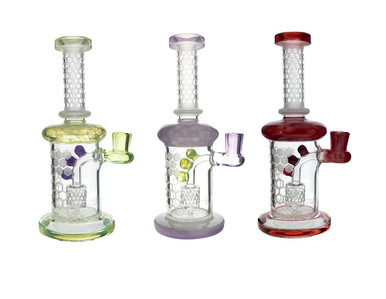 9" Honeycomb Etched Banger Hanger w/ Honeycomb Perc & Colour Accents