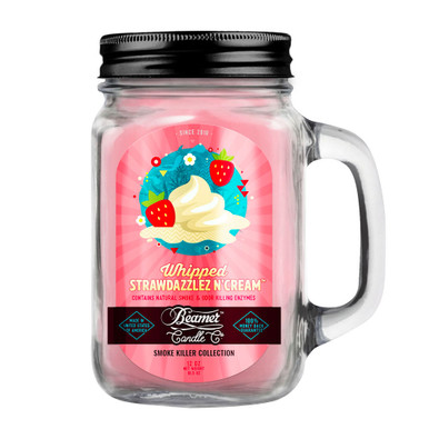 Beamer Candle Co - 12oz Glass Mason Jar - Whipped Strawdazzlez N Cream