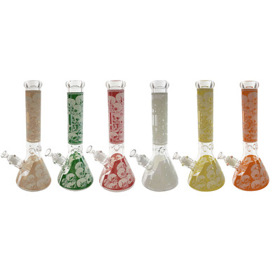 Infyniti 14" Beaker with Ice Pinch & Glow-in-the-Dark Skull Print