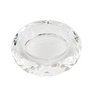 Glass Crystal Ashtray - Round Multi Faceted