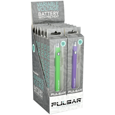 12 PC DISPLAY - Pulsar Slim Spinner VV Battery - 400mAh - Assorted