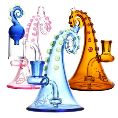 Pulsar Octopus Mini Dab Rig w/ Carb Cap - 4.5"- Colors Vary