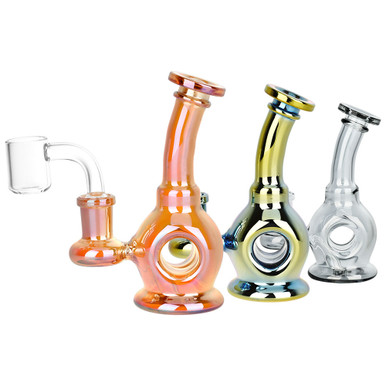 Time Warp Electroplated Glass Mini Dab Rig - 4.75" - 14mm F - Colors Vary