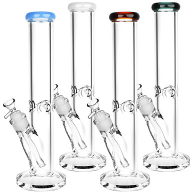 Classic Straight Tube Water Pipe - 7mm Thick - 13.75" - 14mm F - Colors Vary