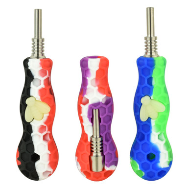 Glow Bee Silicone Vapor Straw Titanium Tip-4.25"- Colors Vary