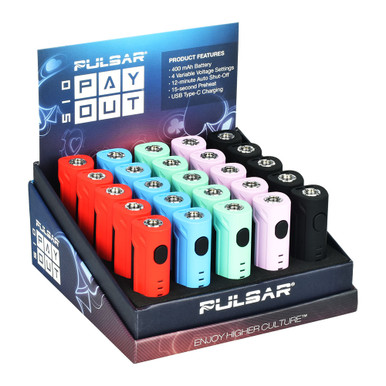25PC DISP- Pulsar 510 Payout Variable Voltage Battery - 400mAh/Asst Colors