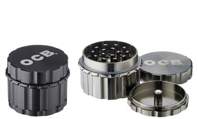 OCB 50mm 4-Piece Pollinator Grinder - Display of 6 (3 Black & 3 Antracite)