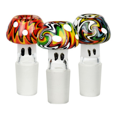Multi-color Swirl Mushroom Herb Slide - 14mm M / Colors Vary
