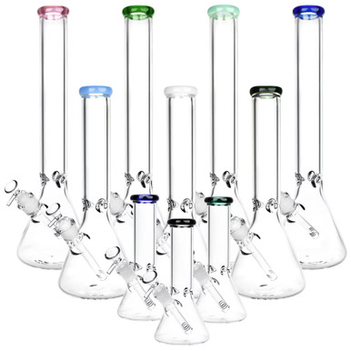 Classic Glass Beaker Tall Water Pipe - 4mm & 7mm Thick - 14mm F - Colors Vary