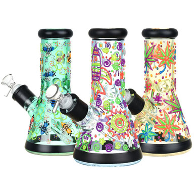 Phantasmagoric Glow In Dark Beaker Glass Water Pipe - 8" / 14mm F