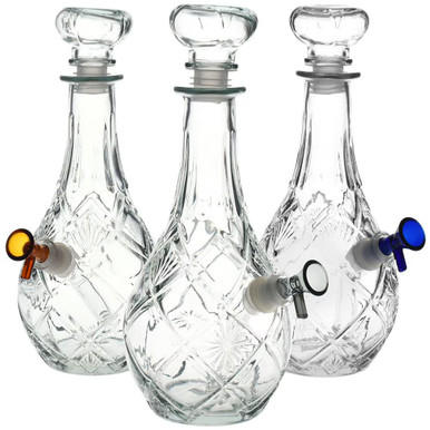 Vintage Decanter Style Glass Water Pipe w/ Cap - 9" / 14mm F / Colors Vary / Lozenge
