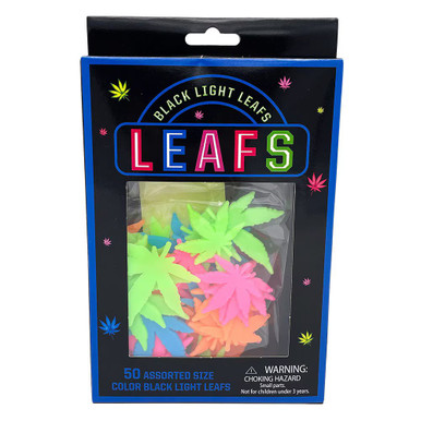 Black Light Wall Stickers - 50pk/Hemp Leaves/Asst Clrs