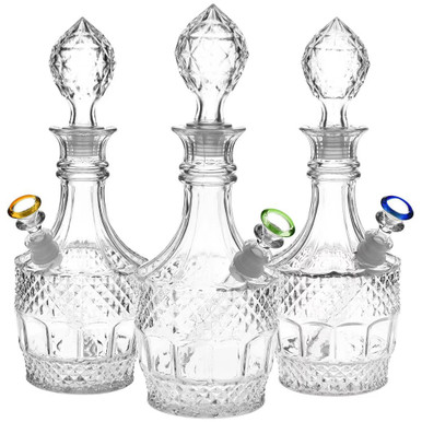 Vintage Decanter Style Glass Water Pipe w/ Cap - 8.5" / 14mm F / Colors Vary / Liquor