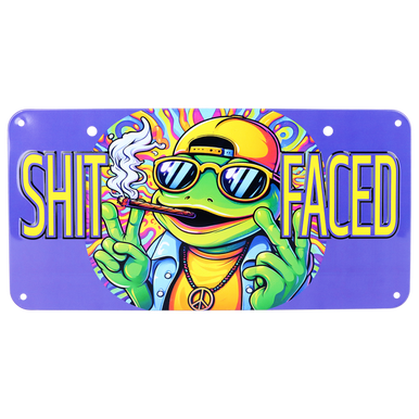 Novelty Embossed Metal License Plate - 12"x6" / Shit-Faced Frog
