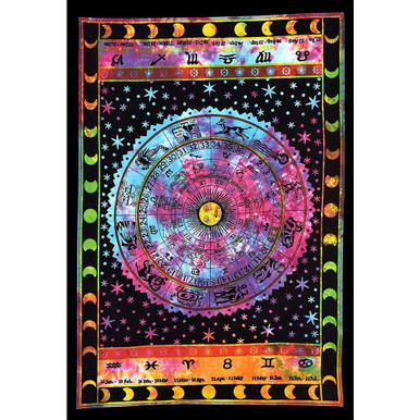 Tie Dye Zodiac Tapestry - 54"x86"