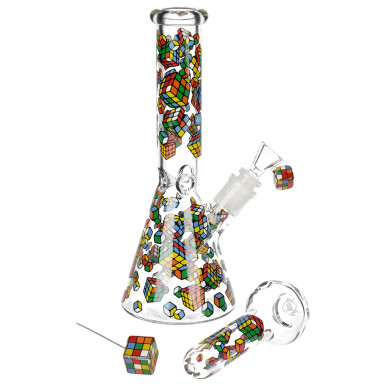 Pulsar Greatest Hits Series Glow Herb Pipe Duo - Cubez / 10" / 14mm F