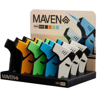 Maven Pro Mini Single Flame Torch Lighter - 4" / Assorted Colors /15CT DISPLAY