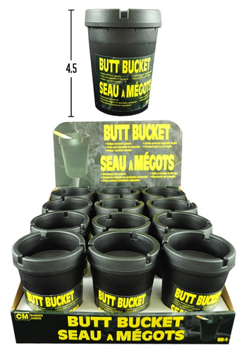 Butt Bucket Self-Extinguishing Ashtray - Black/12CT DISPLAY