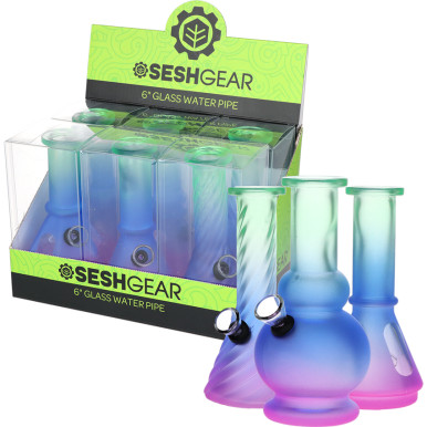 SeshGear Neon Ombre Glass Mini Water Pipe - 6" / Grommet / Assorted Styles /6CT DISPLAY