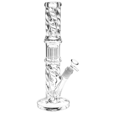 Translucent Twisty Jellyfish Perc Straight Glass Water Pipe - 13.75" / 14mm F / Clear