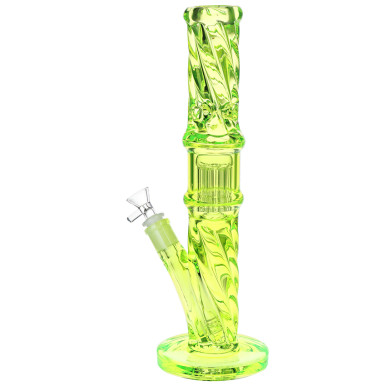 Translucent Twisty Jellyfish Perc Straight Glass Water Pipe - 13.75" / 14mm F / Green