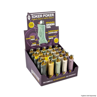 Toker Poker Bic Hemp Plastic with Bottle Opener - Mixed Colours - Display of 25