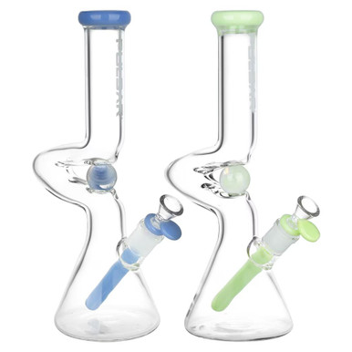 12" Pulsar Kinked Marble Beaker Glass Water Pipe / 14mm F