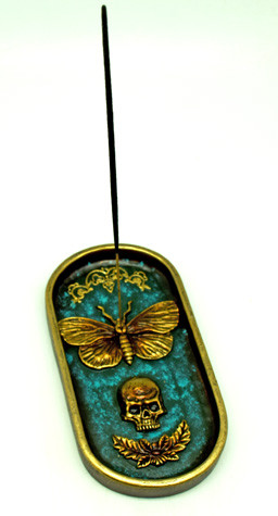 Death Moth Polyresin Incense Burner - 6.75"x3.6""
