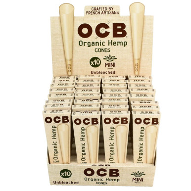 OCB Organic Hemp Cones - 10pk / Mini/32PC DISPLAY