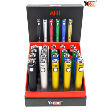 Yocan Ari 2.0 Battery - 650mAh / Assorted Colors/15CT DISPLAY