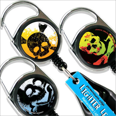 Lighter Line Retractable Lighter Holder w/ Clip - Skull Series/30CT JAR