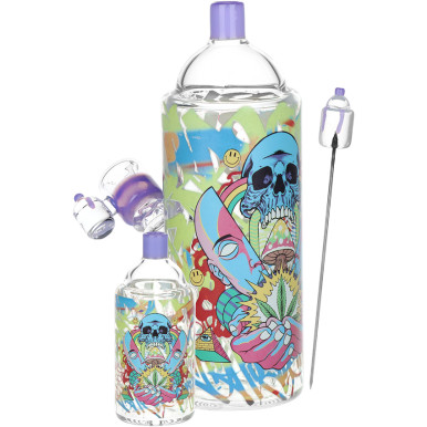 Pulsar Graffiti Series Spray Paint Glass Water Pipe Set - Source of Life / 7.5" / 14mm F