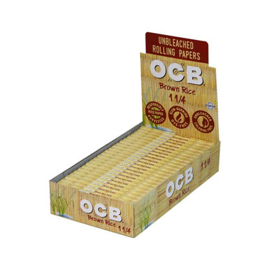 OCB 1Â¼" Brown Rice Unbleached Rolling Papers - Display of 24