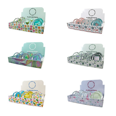 Giddy 3" Glass Ashtray - Display of 6