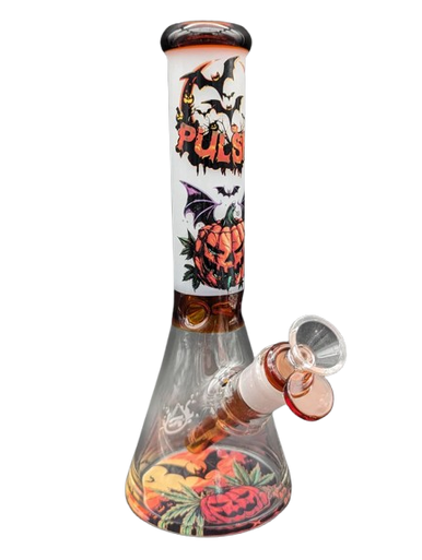 10" Pulsar Halloween Pumpkin Glass Beaker Water Pipe / 14mm F