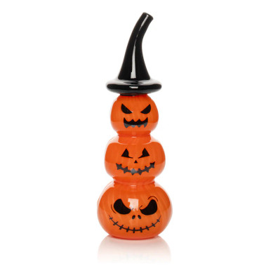 5" Stacked Jack-O-Lantern Glass Hand Pipe