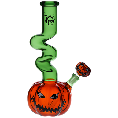 Pulsar Twisty And Wicked Jack-O-Lantern Glass Water Pipe - 11" / 14mm F