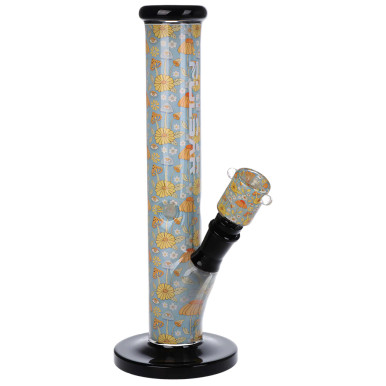 Pulsar Inside Print Straight Tube Water Pipe & Matching Bowl - Flower Vision / 11.25" / 14mm F