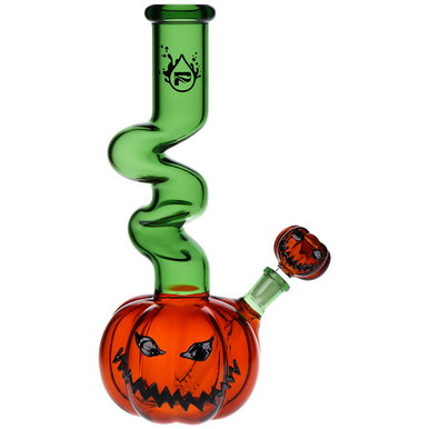 Pulsar Twisty And Wicked Jack-O-Lantern Glass Water Pipe - 11" / 14mm F