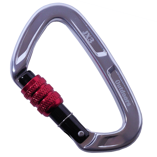 JX3 Carabiner For Hunting Saddles | Silver With Red Lock Screw