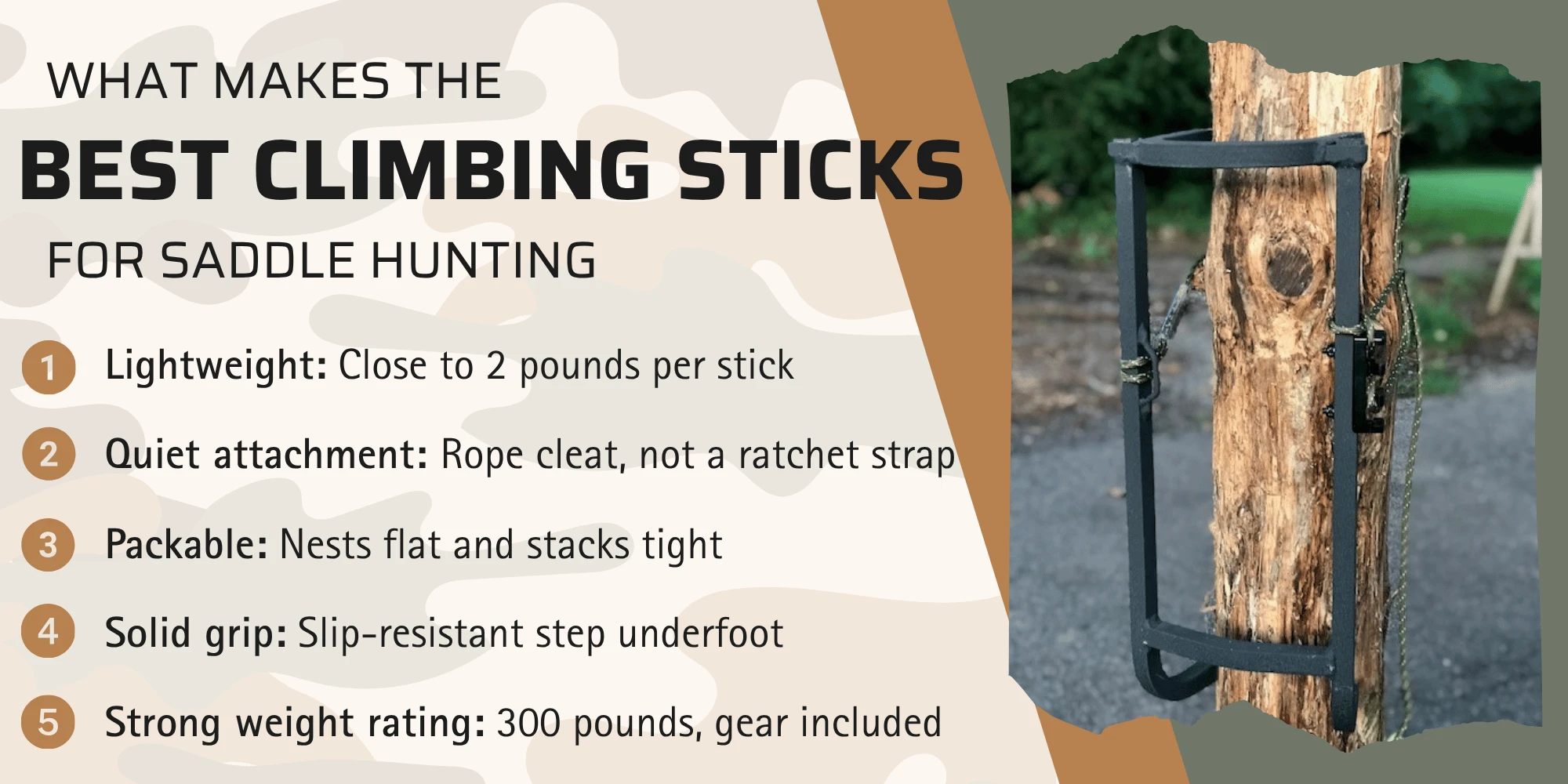 infographic on what makes the best climbing sticks for saddle hunting