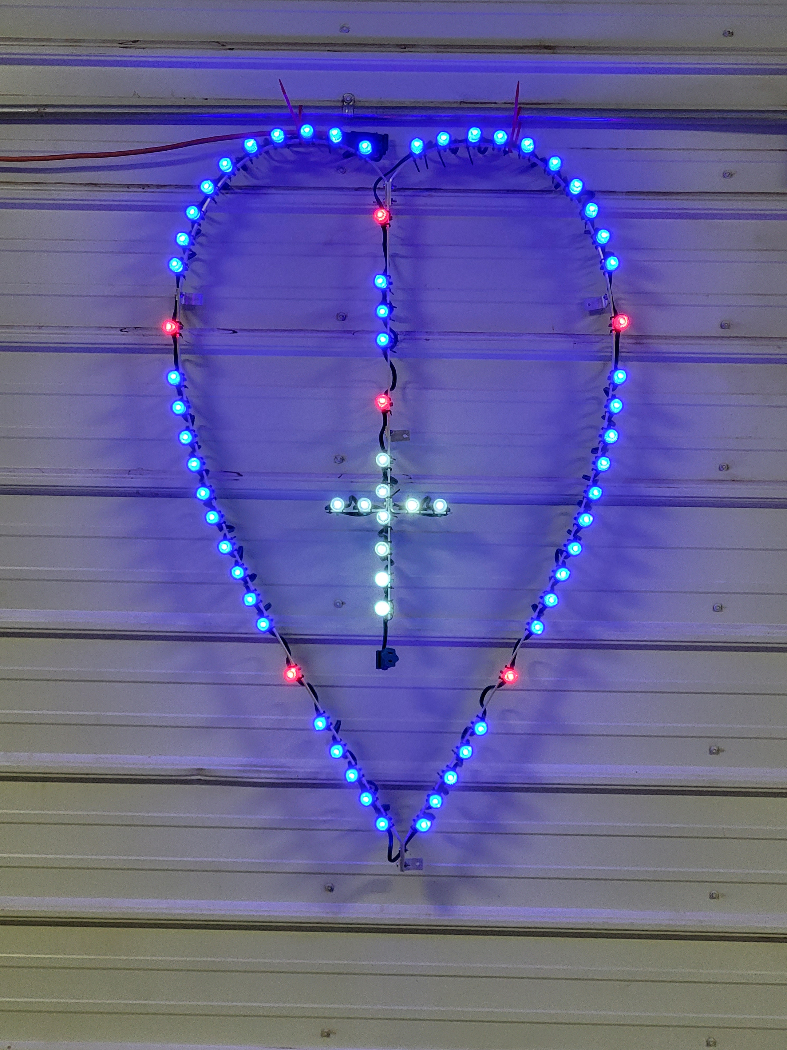Heart Shaped LED Lighted Outdoor Rosary - WHITE Cross