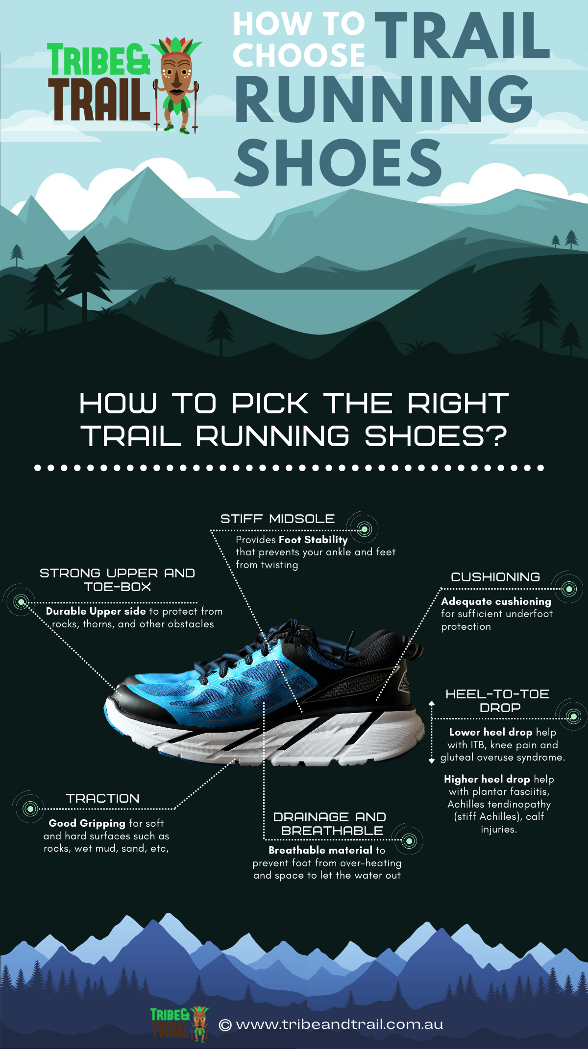 trail running shoe infographics