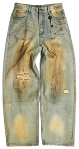 BIRTH OF A ROYAL CHILD DIRTY WASH BRUSHING WAX BAGGY DENIM