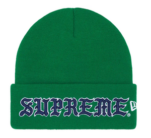 SUPREME X NEW ERA® GREEN OLD ENGLISH BEANIE