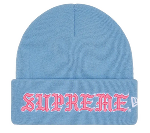 SUPREME X NEW ERA® LIGHT BLUE OLD ENGLISH BEANIE