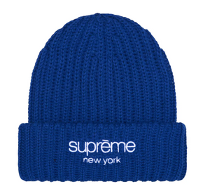 SUPREME BLUE CHUNKY RIBBED CLASSIC LOGO BEANIE