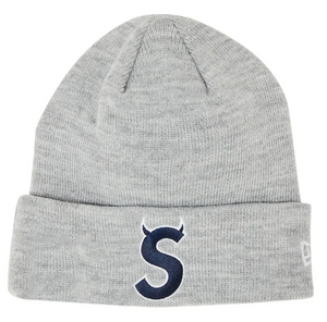 SUPREME X NEW ERA HEATHER GREY SUPREME LOGO BEANIE