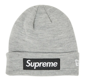 SUPREME X NEW ERA HEATHER GREY BOX LOGO BEANIE